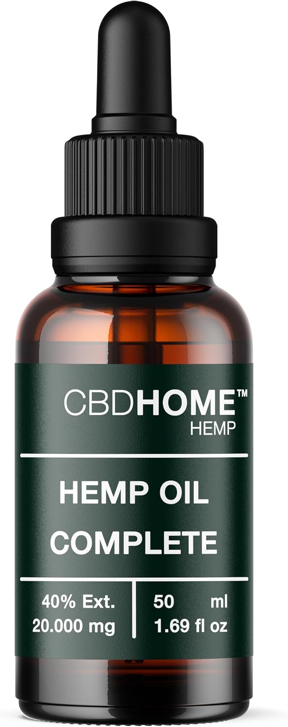 CBHOME Oils - Huile de Graines de Chanvre 40% Max - 50 ml - Base de Coco et Graines de Chanvre Écologique - Pressée à Froid - Sans Additifs ni Solvants - 100% Végétale - Certifié Écologique UE 50 ml (Lot de 1) 40%-c