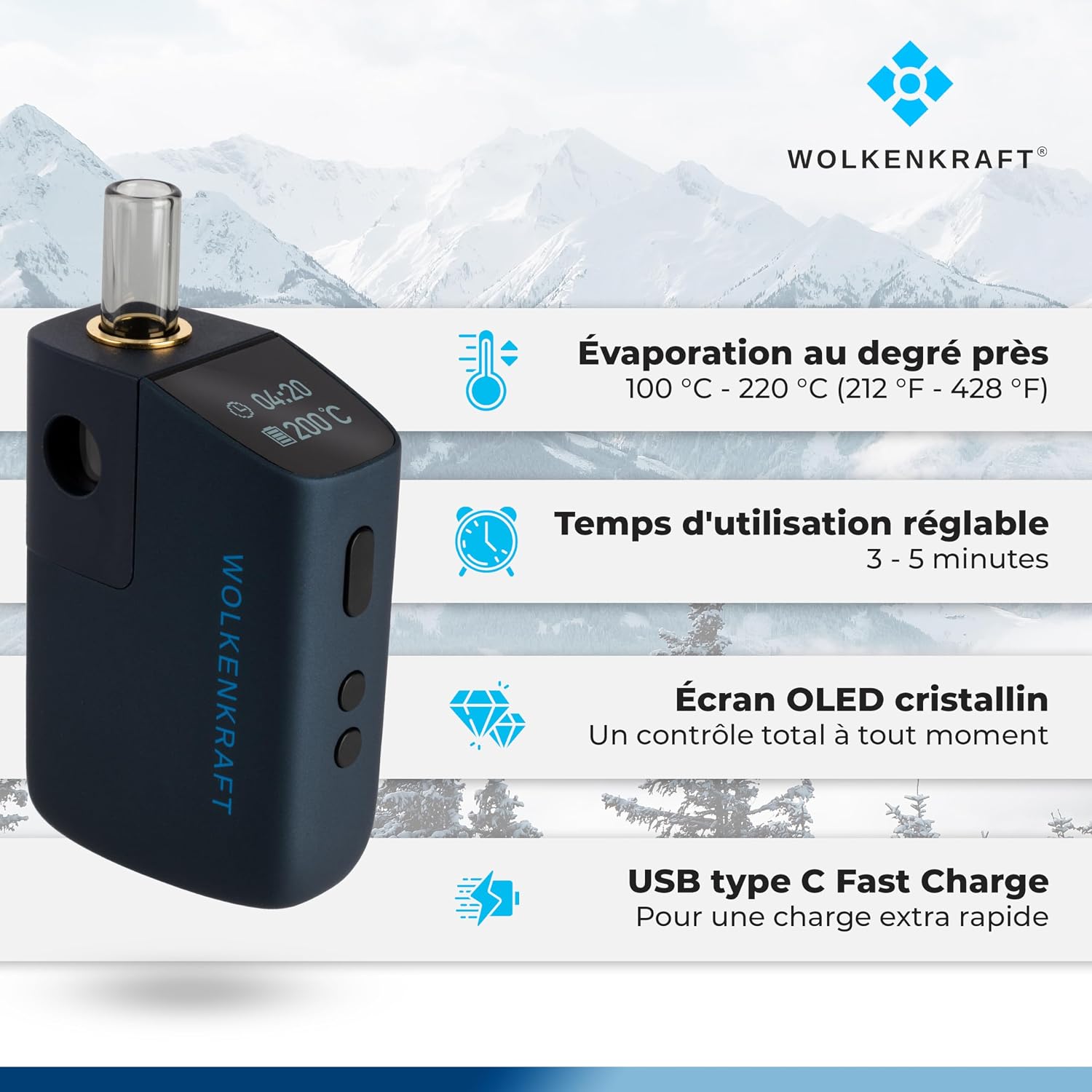 WOLKENKRAFT FX MINI ULTRA Vaporisateur Premium *bleu nuit*