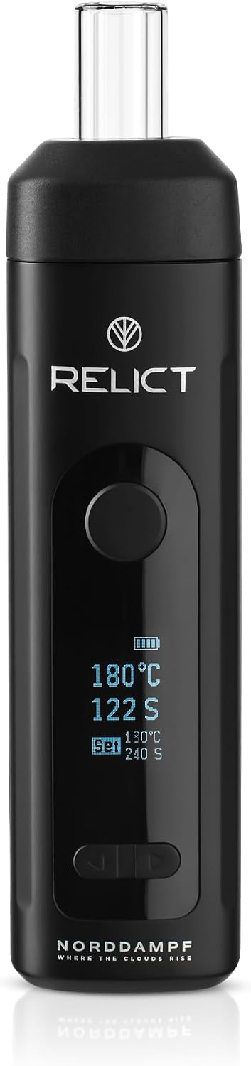 Norddampf RELICT – Vaporisateur d'herbes haut de gamme pour herbes, technologie DHS et Intelisense, 2600 mAh, flux d'air isolé, plusieurs sessions, temps de chauffage de 30 s, noir (noir foncé) Noir Profond
