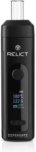 Norddampf RELICT – Vaporisateur d'herbes haut de gamme pour herbes, technologie DHS et Intelisense, 2600 mAh, flux d'air isolé, plusieurs sessions, temps de chauffage de 30 s, noir (noir foncé) Noir Profond