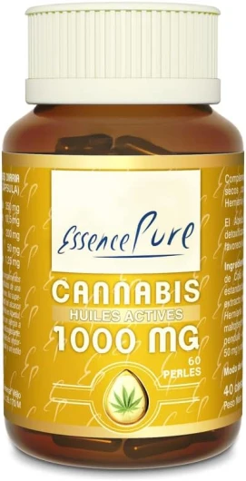 Cannabis Sativa 1000 MG Essence Pure - Huile de Chanvre Pressée à Froid - Sans CBD - 60 gélules véganes Api-Nature