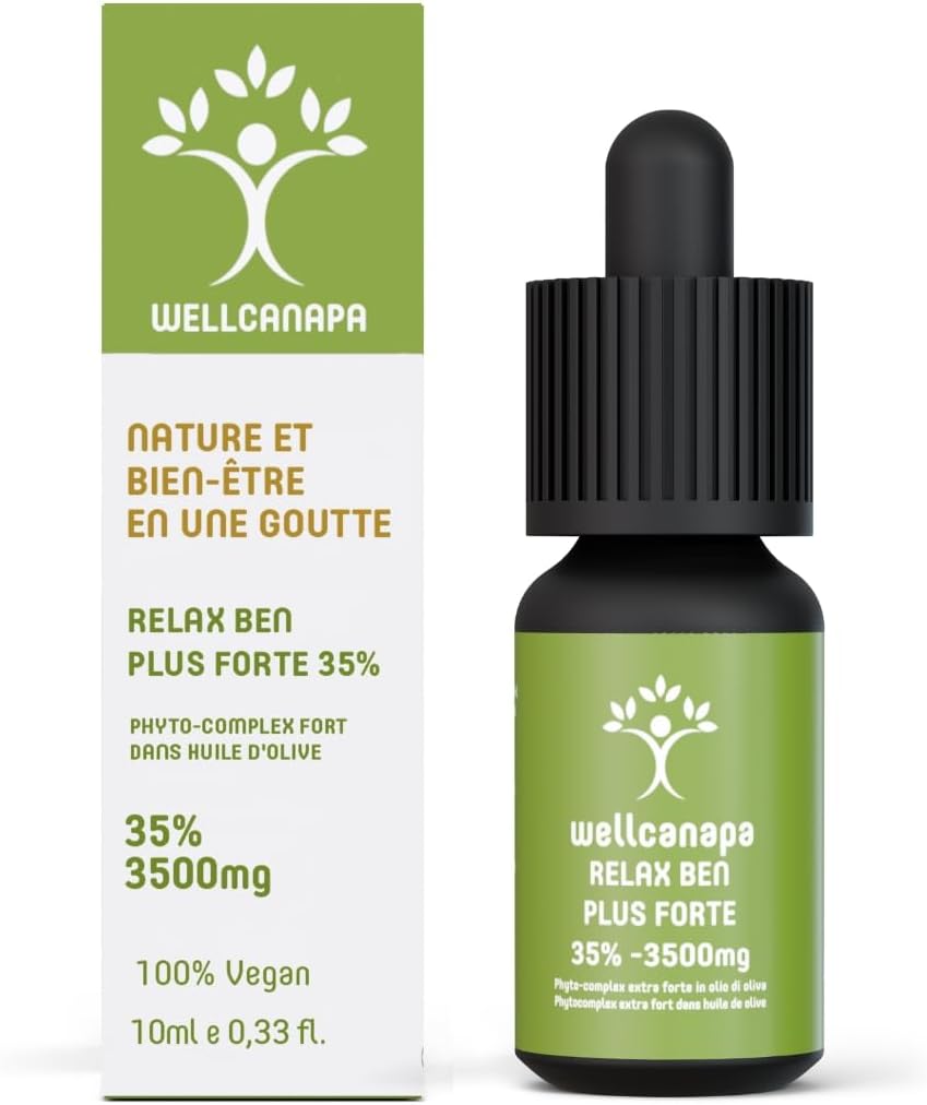 WellCanapa CBD 35% à l'huile d'olive pour la relaxation, soulage les tensions et détend - 100% naturel - Qualité Premium - Pureté Optimale - Pressée à Froid - Huile de Graines de chanvre