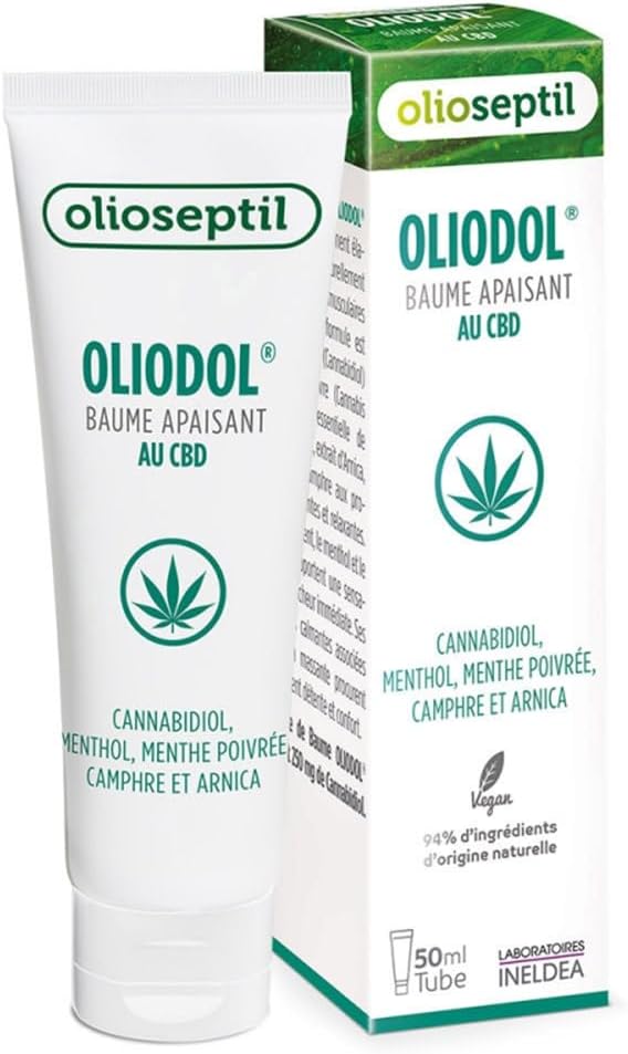 Oliodol® - Baume apaisant - Enrichi en Cannabidiol (CBD), menthol & huiles essentielles - Apaise les gênes musculaires - 100% Vegan - Tube 50ml 50.00 ml (Lot de 1)