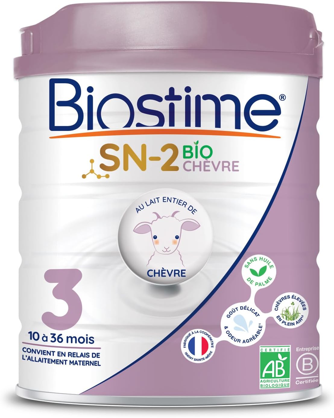 SN-2 Bio Lait infantile en poudre à base de lait de Chèvre 3ème Âge de 10 à 36 Mois 800g