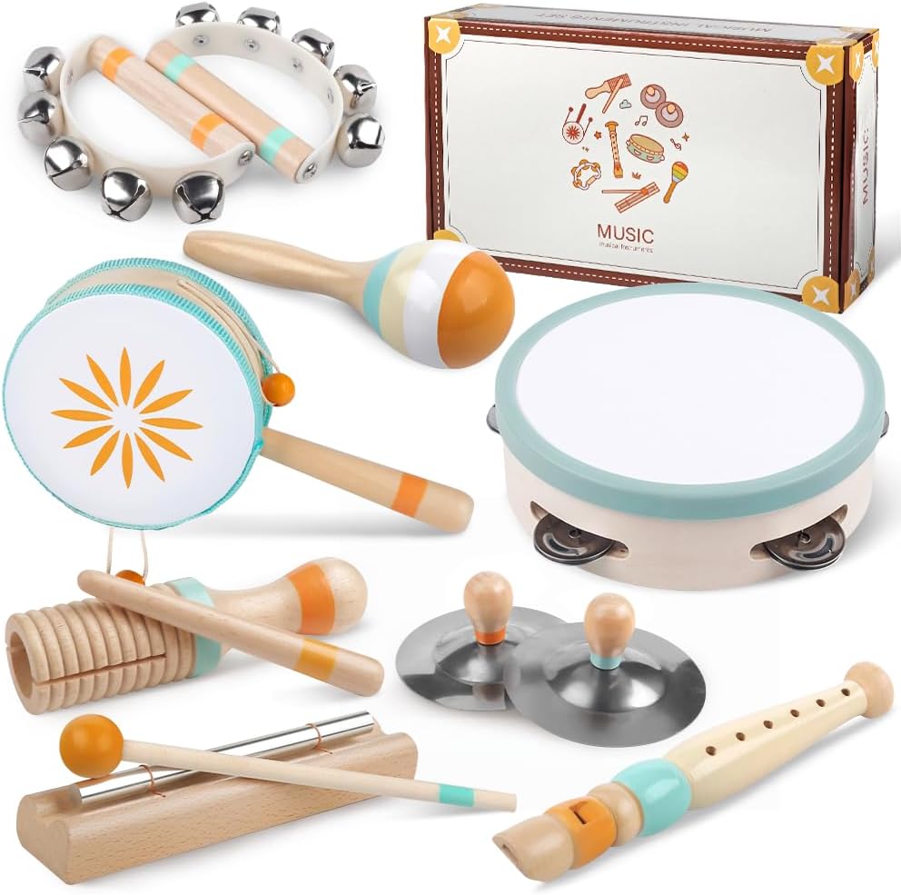 Instruments de Musique pour Tout-Petits, Jouets musicaux Montessori pour bébés, Instruments pour garçons et Filles de 1 an, Cadeau de Noël et d'anniversaire pour Enfants de 1 à 3 Ans (8 in 1)