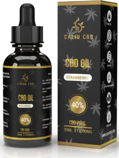 CALIU CBD - Huile de CBD Bio 40% (12000mg) - 30ml - 1200 Gouttes - Arôme Fraise - Huile de Chanvre Premium - 0% THC - Fabriqué dans l’UE - Bien-être & Sommeil - cdb Hemp Oil.