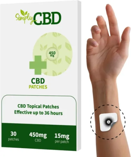 Simply CBD Patchs - 30 patchs topiques CBD - 15 mg par patch - Blanc