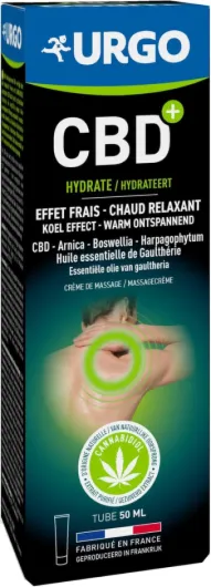 Crème Hydratante CBD+ - Effet Chaud/Froid - Crème de Massage 98% d'Origine Naturelle - Dès 7 ans - Tube 50 ML 50 ml (Lot de 1)