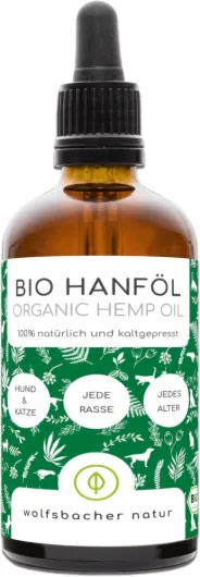 Huile de graines de Chanvre Biologique pour Chiens et Chats 100ml I Huile de Chanvre 100% Naturelle et pressée à Froid – DE-ÖKO-060