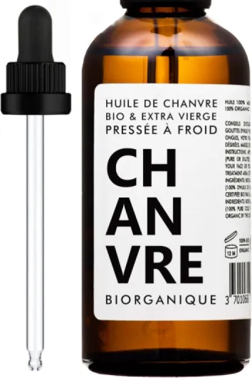 Huile de Chanvre 100% Bio, Pure et Naturelle - 100 ml - Soin pour Cheveux, Corps, Peau, Anti-âge, Visage.