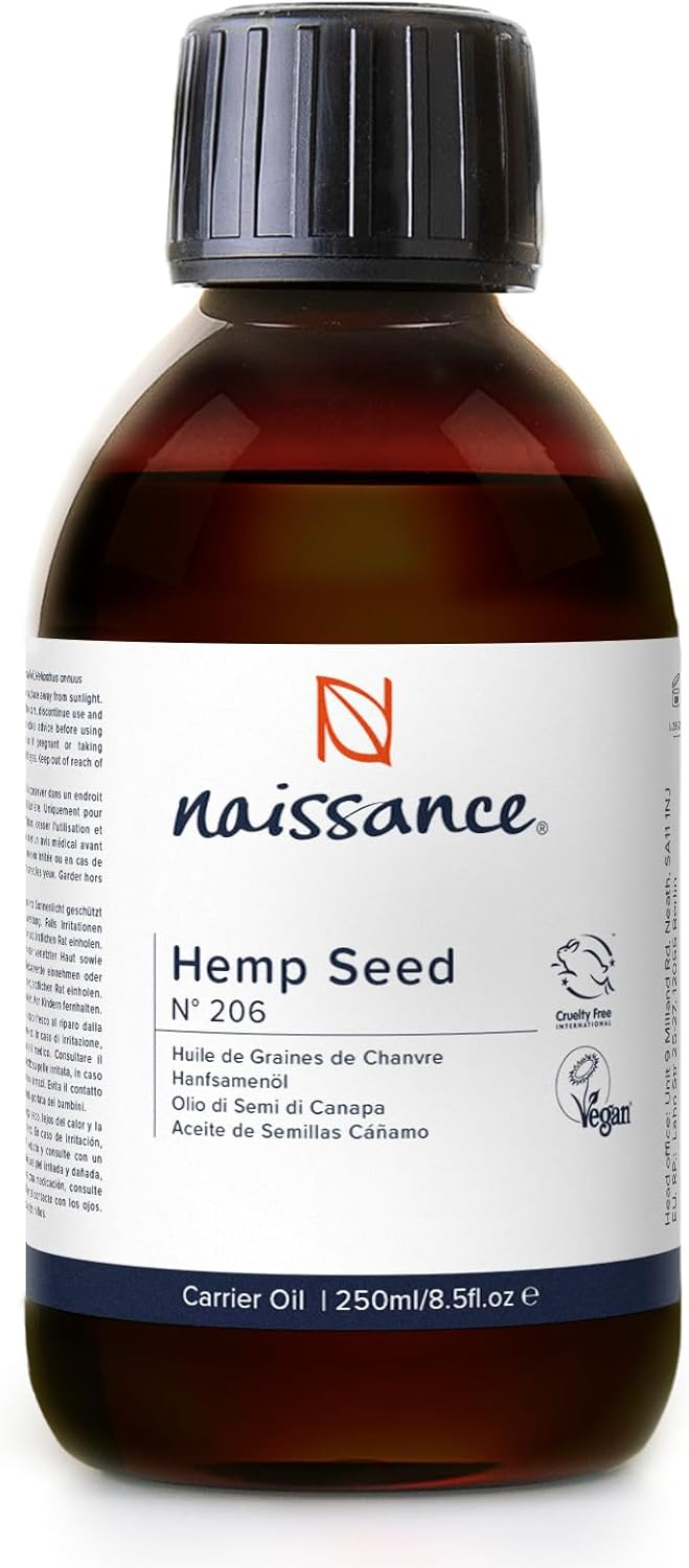 Huile de Graines de Chanvre (No - 206) - 225ml - pour Visage, Cheveux, Massage, Barbe, Peau - Naturelle et Pressée à Froid Terreux 225 ml (Lot de 1)