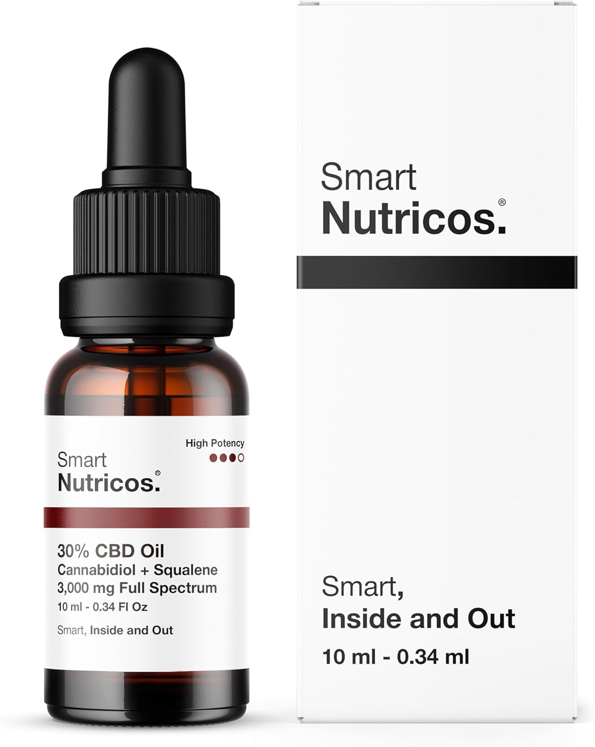 Huile avec CBD Full Spectrum à 30% + Squalane - 10 ml - Avec 3.000 mg de Cannabidiol Certifié - Base de Coco et Graine de Chanvre Biologique - Enregistrement CPNP - Fabriqué en Europe