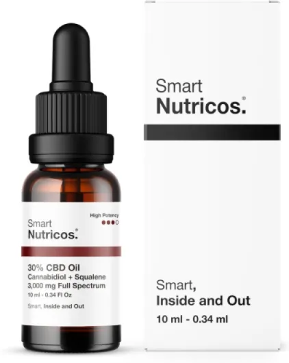 Huile avec CBD Full Spectrum à 30% + Squalane - 10 ml - Avec 3.000 mg de Cannabidiol Certifié - Base de Coco et Graine de Chanvre Biologique - Enregistrement CPNP - Fabriqué en Europe