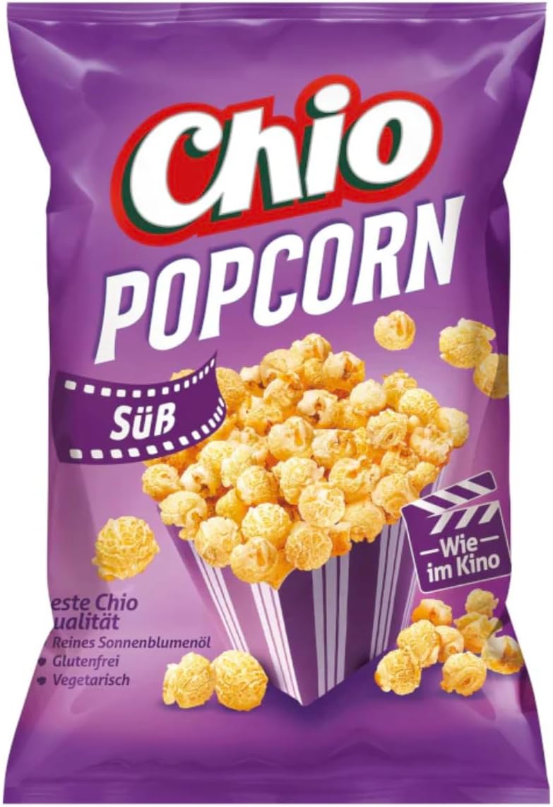 Popcorn Süß - Popcorn au goût sucré irrésistible, idéal pour soirées cinéma ou pause gourmande - Compatible avec Chio - 120g