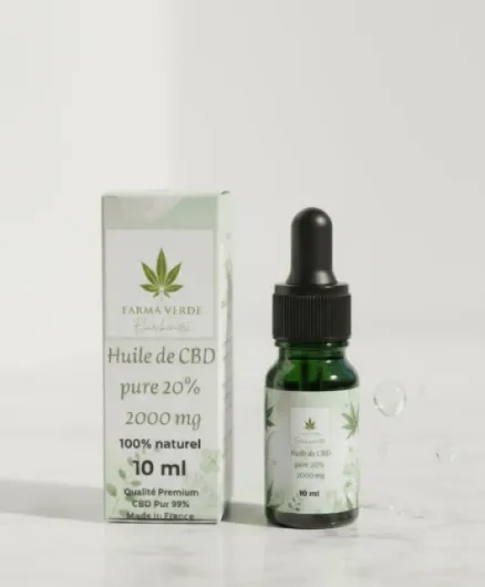 Huile de CBD PURE 20% Pressée à Froid - Huile 100% vegetale - Formule Premium Fabriquée en France - Sommeil Puissant - cdb Hemp Oil herbe puff hhc 10ml