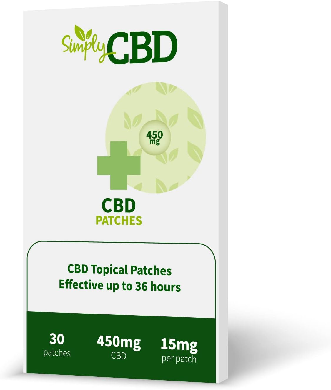 Simply CBD Patchs - 30 patchs topiques CBD - 15 mg par patch - Blanc