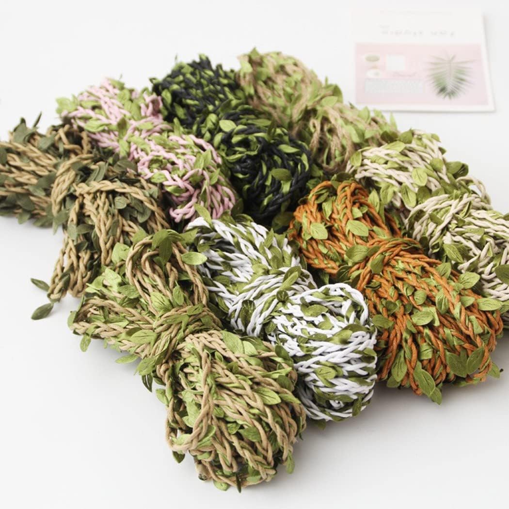 Fleurs artificielles de 10 m en corde de chanvre verte pour décoration de bricolage
