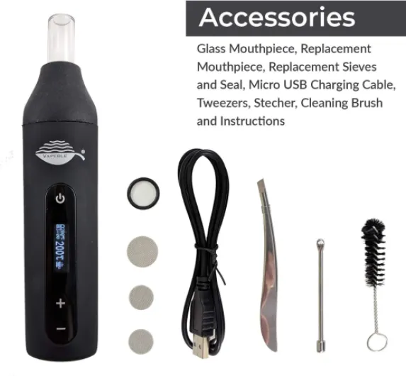 Vaporizer Nebel - Vaporisateur avec embout en verre, écran OLED et contrôle continu de la température - Réalise des super-vape aux herbes sèches.