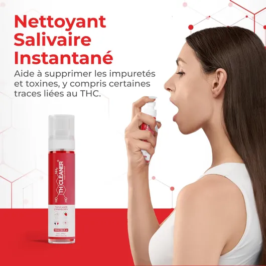 Spray Buccal Anti-THC 100 ml Fraise - Détox Salivaire Instantané - Nettoyant Salive & Élimination Toxines - Cleaner Salivaire Anti THC - Spray Détox Salive Strawberry 100 ml / 3.4 oz