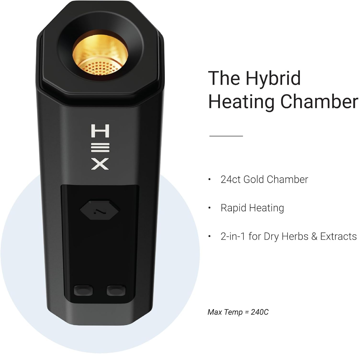 Nectar Hex Vaporisateur Herbe et Resine - Kit de Base + 2 Ans de Garantie - Four en Or 24 carats, Charge Rapide, Chauffage Rapide, Débit d'air Réglable, Temps D'utilisation de 60 minutes et Plus
