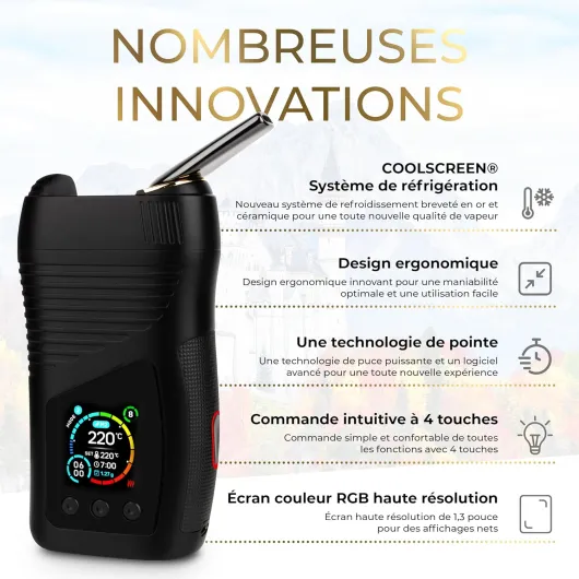 WOLKENKRAFT LIVE Vaporisateur Premium pour herbes & extraits - Convection hybride - COOLSCREEN Filtre - 40 - 220 °C - USB-C - écran RGB - personnalisables - refroidissement efficace